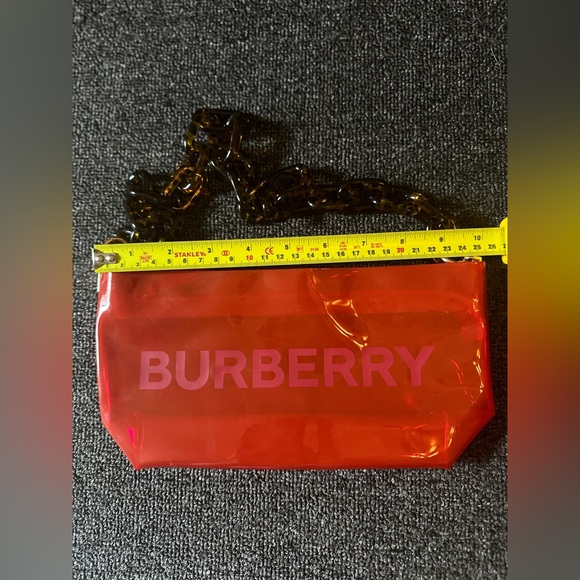 BURBERRY - Auth *new* Shoulder Bag / Red Transparent / Acrylic Chunky Strap - Picture 4 of 4